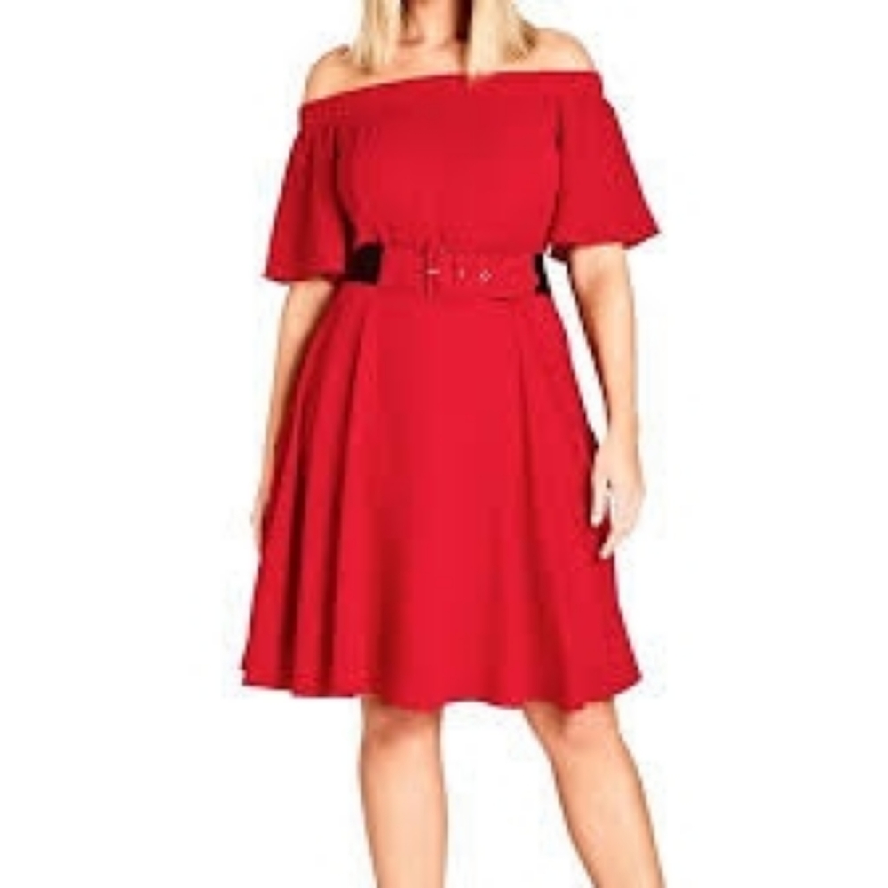 City Chic off shoulder a-line cocktail dress